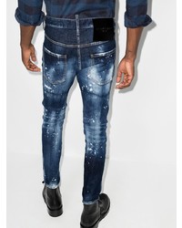 dunkelblaue enge Jeans mit Destroyed-Effekten von DSQUARED2