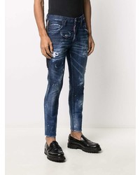 dunkelblaue enge Jeans mit Destroyed-Effekten von DSQUARED2