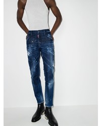 dunkelblaue enge Jeans mit Destroyed-Effekten von DSQUARED2