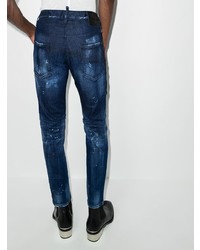 dunkelblaue enge Jeans mit Destroyed-Effekten von DSQUARED2