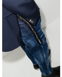 dunkelblaue enge Jeans mit Destroyed-Effekten von DSQUARED2