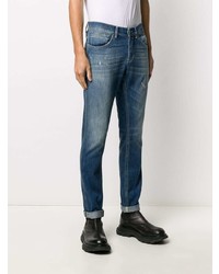 dunkelblaue enge Jeans mit Destroyed-Effekten von Dondup