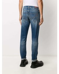 dunkelblaue enge Jeans mit Destroyed-Effekten von Dondup