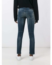 dunkelblaue enge Jeans mit Destroyed-Effekten von PIERRE BALMAIN