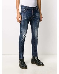 dunkelblaue enge Jeans mit Destroyed-Effekten von DSQUARED2