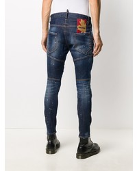 dunkelblaue enge Jeans mit Destroyed-Effekten von DSQUARED2