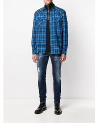 dunkelblaue enge Jeans mit Destroyed-Effekten von Diesel