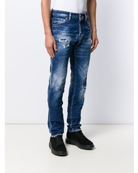 dunkelblaue enge Jeans mit Destroyed-Effekten von DSQUARED2