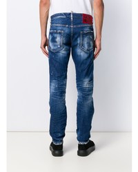 dunkelblaue enge Jeans mit Destroyed-Effekten von DSQUARED2