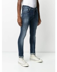 dunkelblaue enge Jeans mit Destroyed-Effekten von Dondup