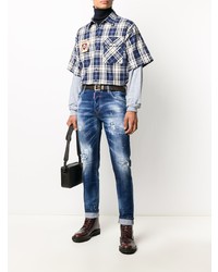 dunkelblaue enge Jeans mit Destroyed-Effekten von DSQUARED2