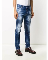 dunkelblaue enge Jeans mit Destroyed-Effekten von DSQUARED2