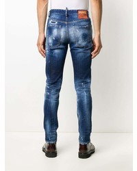 dunkelblaue enge Jeans mit Destroyed-Effekten von DSQUARED2