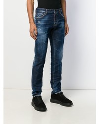 dunkelblaue enge Jeans mit Destroyed-Effekten von DSQUARED2