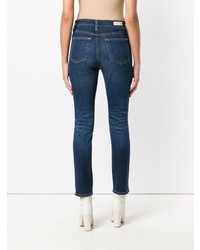 dunkelblaue enge Jeans mit Destroyed-Effekten von AG Jeans