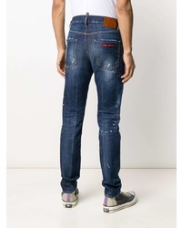 dunkelblaue enge Jeans mit Destroyed-Effekten von DSQUARED2