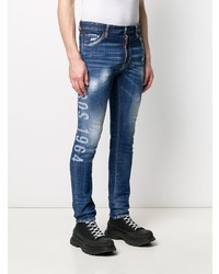 dunkelblaue enge Jeans mit Destroyed-Effekten von DSQUARED2