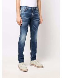 dunkelblaue enge Jeans mit Destroyed-Effekten von DSQUARED2