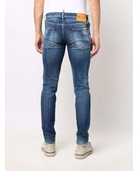 dunkelblaue enge Jeans mit Destroyed-Effekten von DSQUARED2