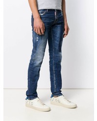 dunkelblaue enge Jeans mit Destroyed-Effekten von DSQUARED2