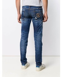 dunkelblaue enge Jeans mit Destroyed-Effekten von DSQUARED2