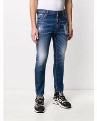 dunkelblaue enge Jeans mit Destroyed-Effekten von DSQUARED2