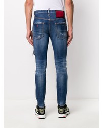 dunkelblaue enge Jeans mit Destroyed-Effekten von DSQUARED2