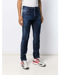 dunkelblaue enge Jeans mit Destroyed-Effekten von DSQUARED2