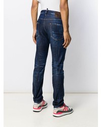 dunkelblaue enge Jeans mit Destroyed-Effekten von DSQUARED2