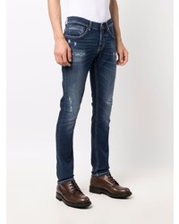 dunkelblaue enge Jeans mit Destroyed-Effekten von Dondup