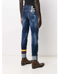 dunkelblaue enge Jeans mit Destroyed-Effekten von DSQUARED2