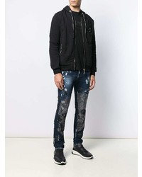 dunkelblaue enge Jeans mit Destroyed-Effekten von Philipp Plein