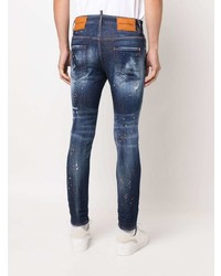 dunkelblaue enge Jeans mit Destroyed-Effekten von DSQUARED2