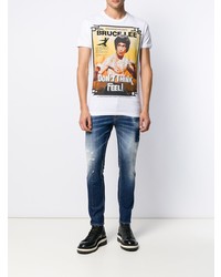 dunkelblaue enge Jeans mit Destroyed-Effekten von DSQUARED2