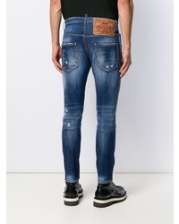 dunkelblaue enge Jeans mit Destroyed-Effekten von DSQUARED2