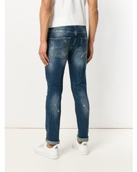 dunkelblaue enge Jeans mit Destroyed-Effekten von Frankie Morello