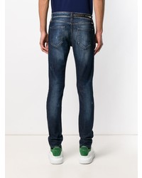 dunkelblaue enge Jeans mit Destroyed-Effekten von Philipp Plein