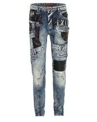 dunkelblaue enge Jeans mit Flicken von Cipo & Baxx