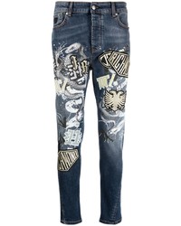 dunkelblaue enge Jeans mit Flicken von John Richmond