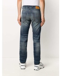 dunkelblaue enge Jeans mit Flicken von Diesel
