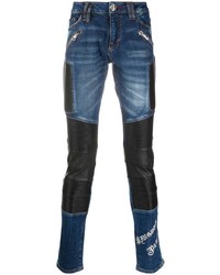 dunkelblaue enge Jeans mit Flicken von Philipp Plein