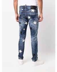 dunkelblaue enge Jeans mit Sternenmuster von DSQUARED2