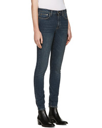 dunkelblaue enge Jeans von Saint Laurent