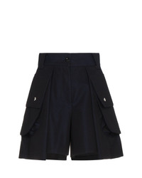 dunkelblaue Shorts mit Falten von Sacai