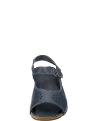 dunkelblaue flache Sandalen aus Leder von Andrea Conti