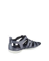 dunkelblaue flache Sandalen aus Leder von Ecco