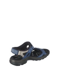 dunkelblaue flache Sandalen aus Leder von Ecco