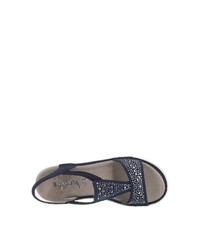 dunkelblaue flache Sandalen aus Leder von Jenny