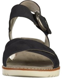 dunkelblaue flache Sandalen aus Leder von Jenny