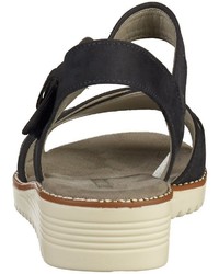 dunkelblaue flache Sandalen aus Leder von Jenny